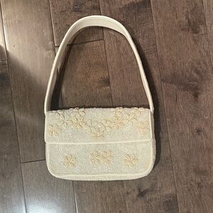 STAUD Cream Floral Shoulder Bag